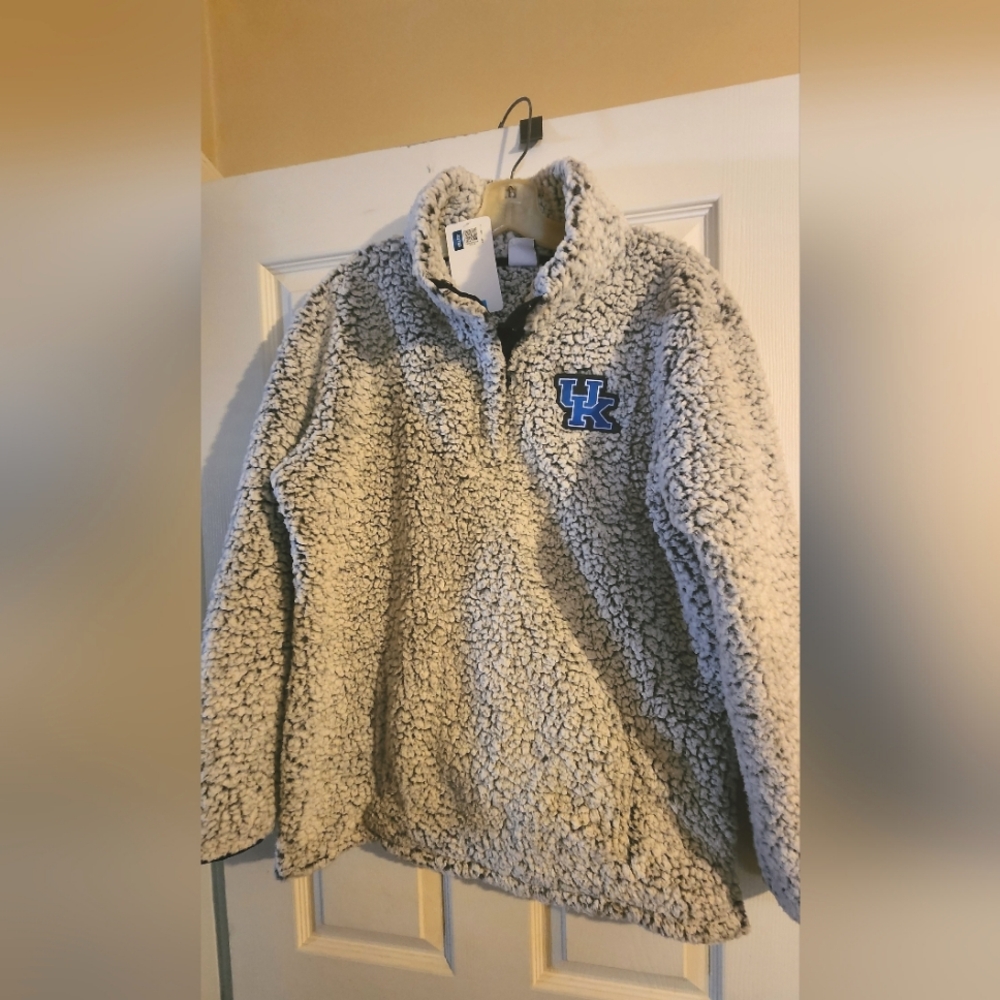 Women's Charcoal Kentucky Wildcats Sherpa Quartersnap Pullover (Brand New)